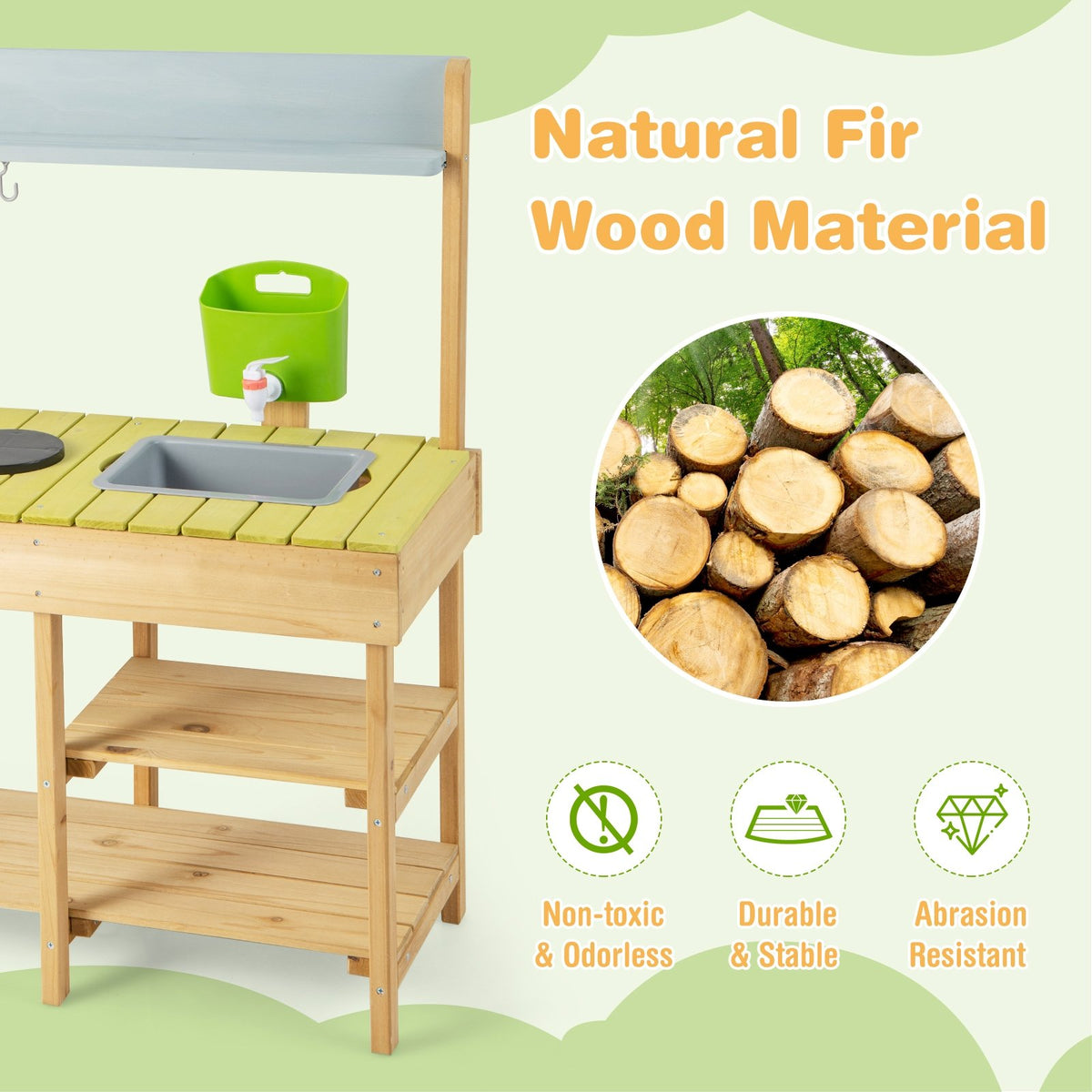 Backyard Pretend Play Toy Kitchen with Stove Top view 9