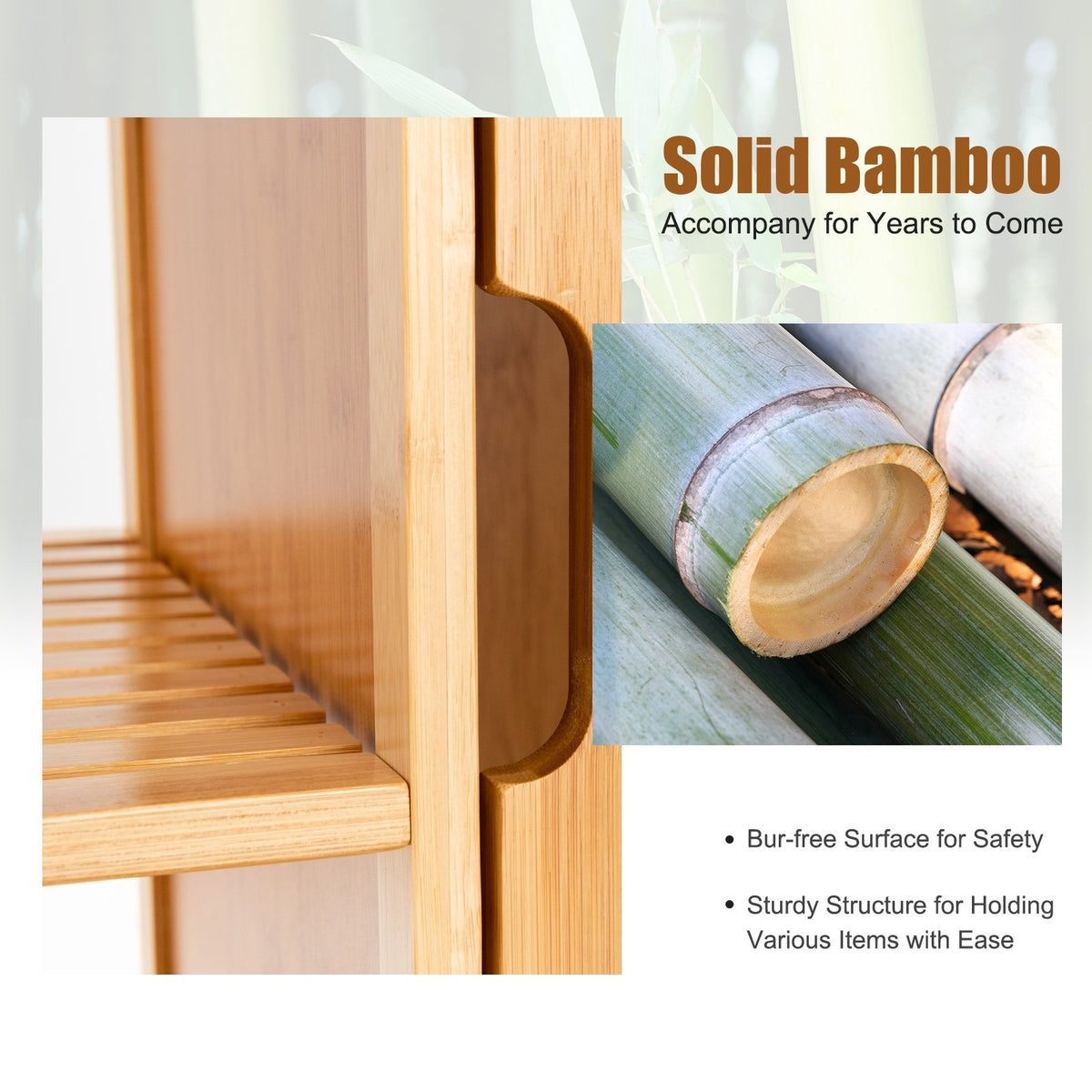 Bamboo Bathroom Storage Cabinet with Single Door-Natural view 7