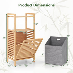 Bamboo Tilt out Laundry Hamper with Foldable and Removable Basket-Natural view 5