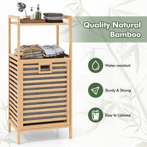 Bamboo Tilt out Laundry Hamper with Foldable and Removable Basket-Natural view 6