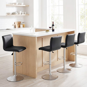 Bar Stools Set of 2 Adjustable Swivel Barstools with Back and Footrest-Black view 3