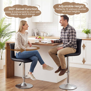 Bar Stools Set of 2 Adjustable Swivel Barstools with Back and Footrest-Black view 6