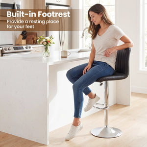 Bar Stools Set of 2 Adjustable Swivel Barstools with Back and Footrest-Black view 8