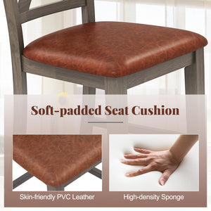 Bar Stools Set of 2 with Cross Back and Faux Leather Upholstered Seat-Gray view 9