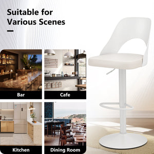 Bar Stools Set of 2 with Enlarged PU Leather Seat and Footrest-White view 7