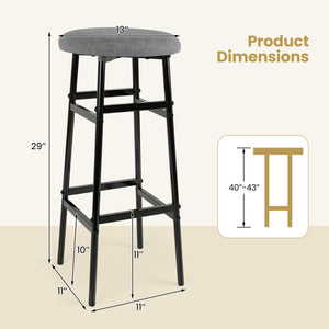 Bar Stools Set of 2 with Sturdy Metal Frame and Footrest-Gray view 4