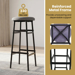 Bar Stools Set of 2 with Sturdy Metal Frame and Footrest-Gray view 7