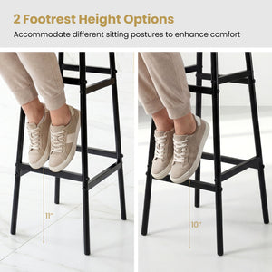 Bar Stools Set of 2 with Sturdy Metal Frame and Footrest-Gray view 8