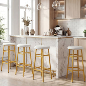 Bar Stools Set of 2 with Sturdy Metal Frame and Footrest-White view 3