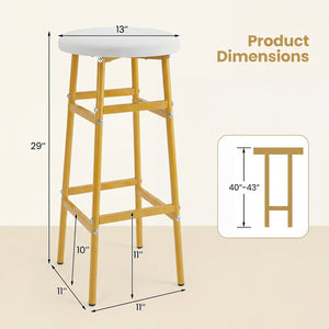 Bar Stools Set of 2 with Sturdy Metal Frame and Footrest-White view 4