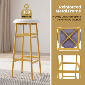 Bar Stools Set of 2 with Sturdy Metal Frame and Footrest-White view 7