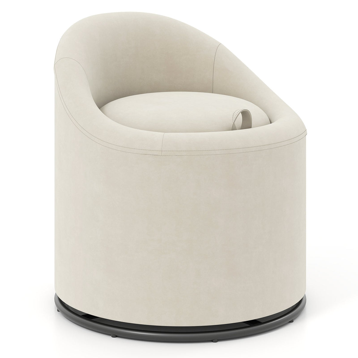 Barrel Chair with Storage 360° Swivel Upholstered Vanity Chair-Beige
