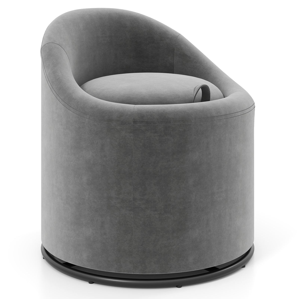 Barrel Chair with Storage 360° Swivel Upholstered Vanity Chair-Gray