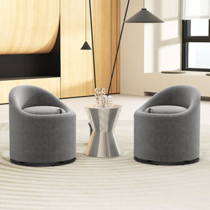Barrel Chair with Storage 360° Swivel Upholstered Vanity Chair-Gray view 6