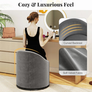 Barrel Chair with Storage 360° Swivel Upholstered Vanity Chair-Gray view 9