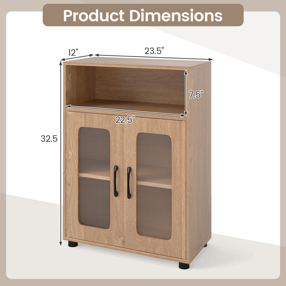 Bathroom Cabinet Set with 59 Inch Tall Cabinet and 2-Door Floor Cabinet-Natural view 5