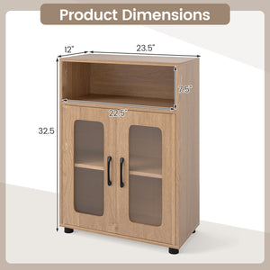 Bathroom Cabinet Set with 59 Inch Tall Cabinet and 2-Door Floor Cabinet-Natural view 5