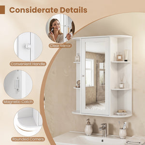 Mirrored Bathroom Medicine Cabinet with Single Mirror Door and Adjustable Shelf-White view 8