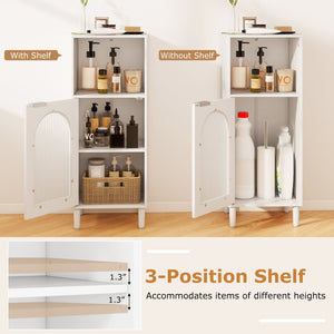 Bathroom Floor Cabinet Wood Side Storage Organizer with Adjustable Shelf-White view 7