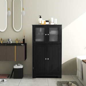 Bathroom Floor Storage Locker Kitchen Cabinet with Doors and Adjustable Shelf-Black view 3
