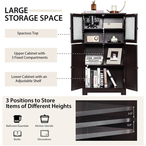Bathroom Floor Storage Locker Kitchen Cabinet with Doors and Adjustable Shelf-Brown view 6