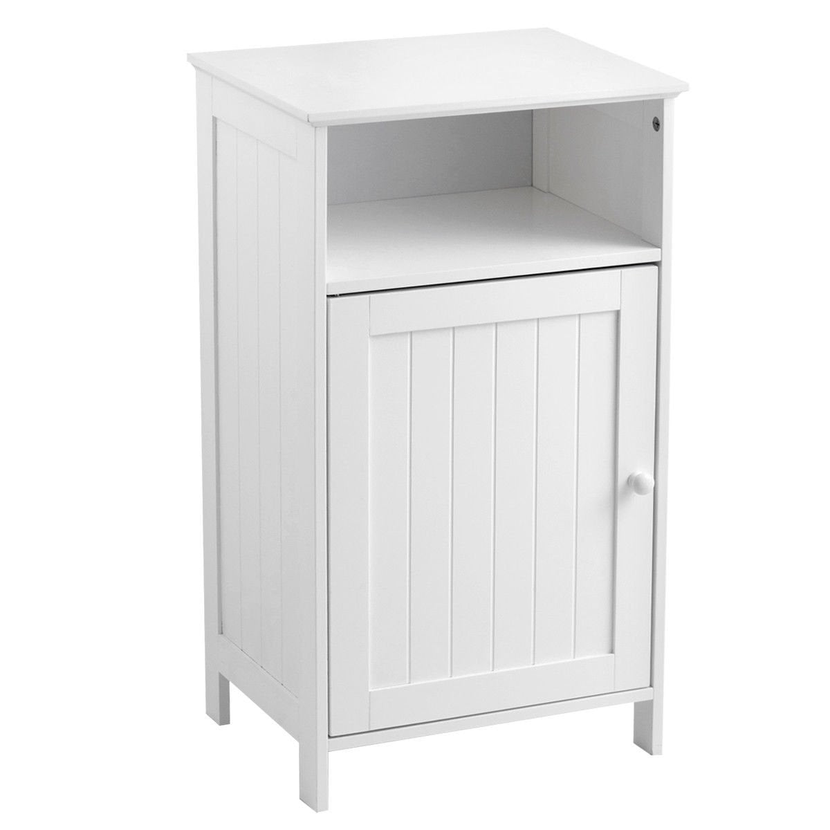 Bathroom Freestanding, Adjustable Shelf Floor Storage Cabinet-White