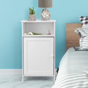 Bathroom Freestanding, Adjustable Shelf Floor Storage Cabinet-White view 3