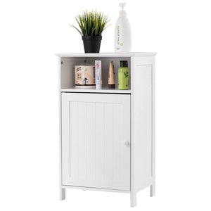 Bathroom Freestanding, Adjustable Shelf Floor Storage Cabinet-White view 4