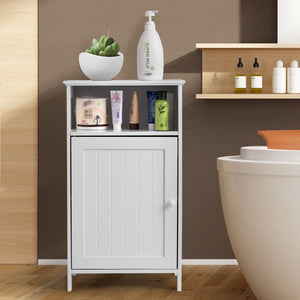 Bathroom Freestanding, Adjustable Shelf Floor Storage Cabinet-White view 6
