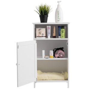 Bathroom Freestanding, Adjustable Shelf Floor Storage Cabinet-White view 8