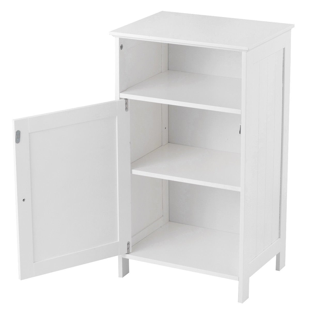 Bathroom Freestanding, Adjustable Shelf Floor Storage Cabinet-White view 9