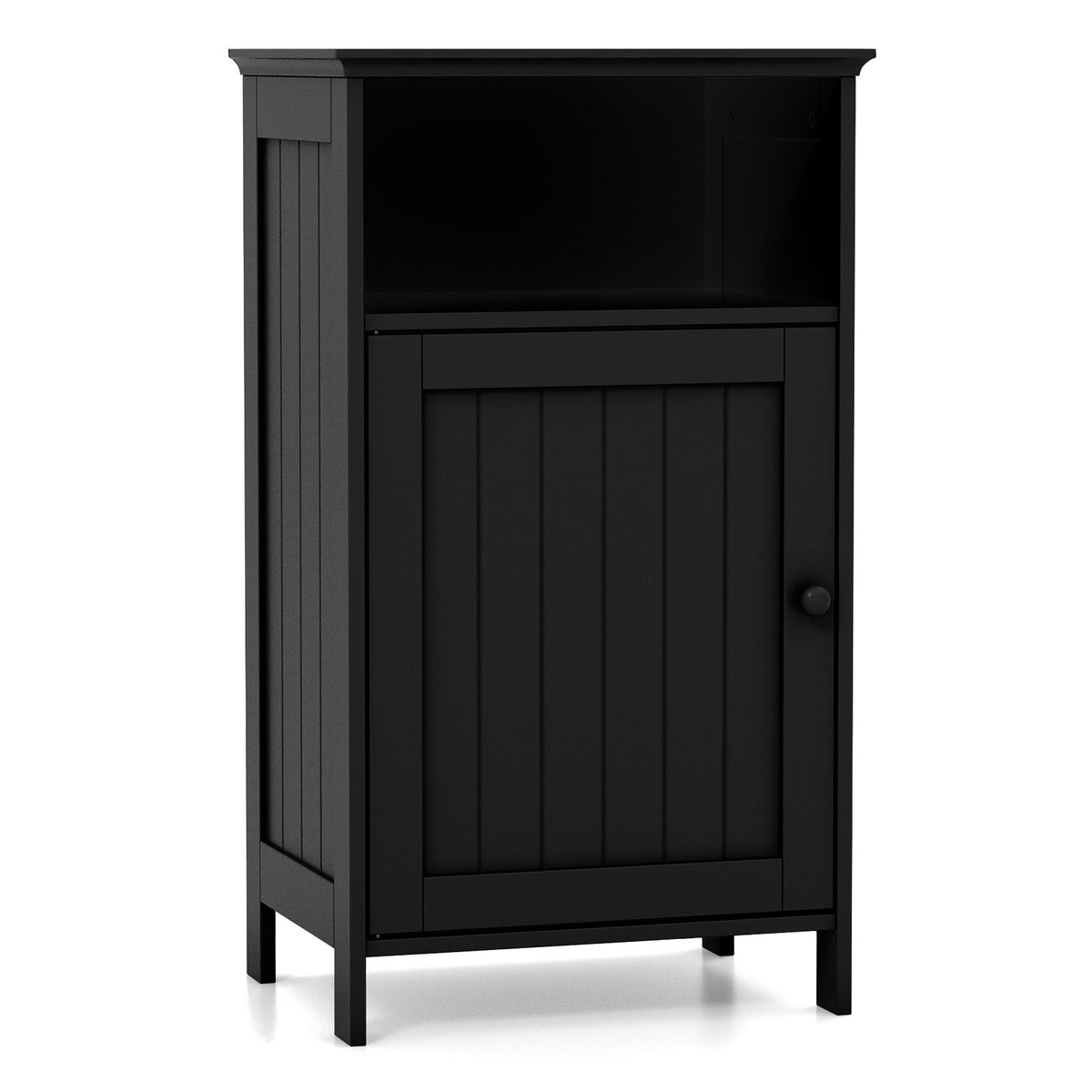 Bathroom Freestanding Floor Storage Cabinet with Adjustable Shelf-Black