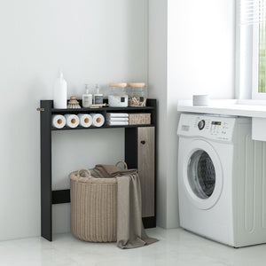 Bathroom Over the Toilet Floor Storage Organizer with Adjustable Shelves-Black view 3