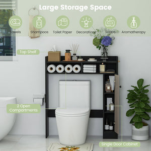 Bathroom Over the Toilet Floor Storage Organizer with Adjustable Shelves-Black view 6