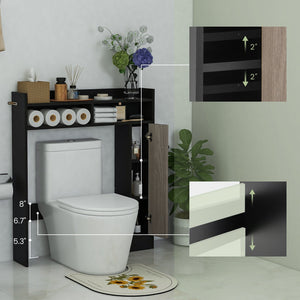 Bathroom Over the Toilet Floor Storage Organizer with Adjustable Shelves-Black view 8