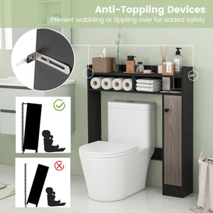 Bathroom Over the Toilet Floor Storage Organizer with Adjustable Shelves-Black view 9