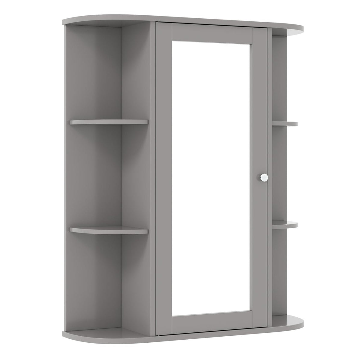 Bathroom Single Door Shelves Wall Mount Cabinet with Mirror-Gray