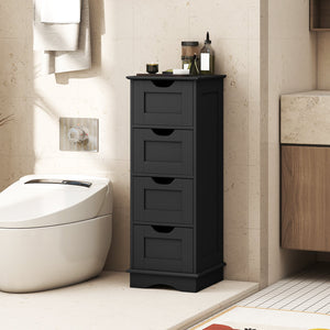 Bathroom Storage Cabinet with Cutout Handles and 4 Drawers-Black view 2
