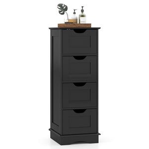 Bathroom Storage Cabinet with Cutout Handles and 4 Drawers-Black view 4