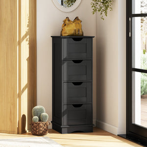 Bathroom Storage Cabinet with Cutout Handles and 4 Drawers-Black view 7