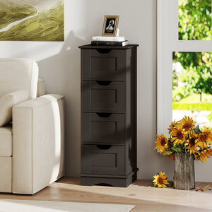 Bathroom Storage Cabinet with Cutout Handles and 4 Drawers-Brown view 3