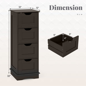 Bathroom Storage Cabinet with Cutout Handles and 4 Drawers-Brown view 5