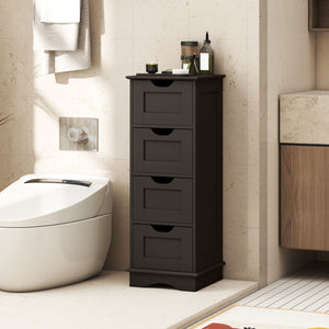 Bathroom Storage Cabinet with Cutout Handles and 4 Drawers-Brown view 6