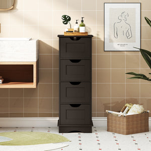 Bathroom Storage Cabinet with Cutout Handles and 4 Drawers-Brown view 7