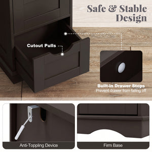 Bathroom Storage Cabinet with Cutout Handles and 4 Drawers-Brown view 8