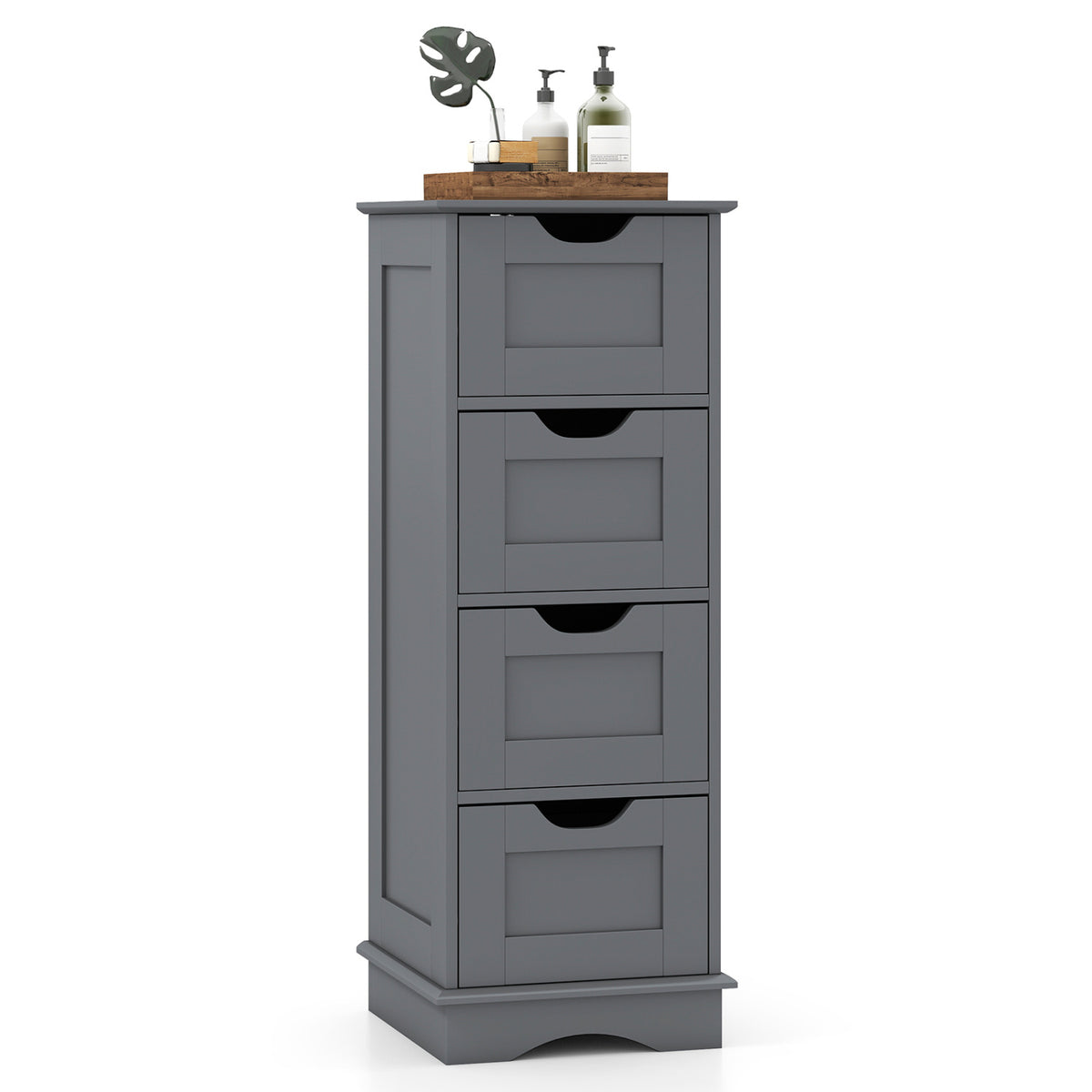 Bathroom Storage Cabinet with Cutout Handles and 4 Drawers-Gray view 4