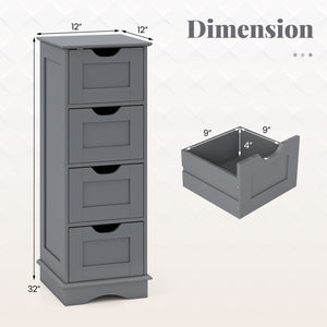 Bathroom Storage Cabinet with Cutout Handles and 4 Drawers-Gray view 5