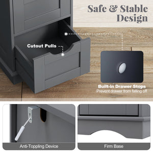 Bathroom Storage Cabinet with Cutout Handles and 4 Drawers-Gray view 8