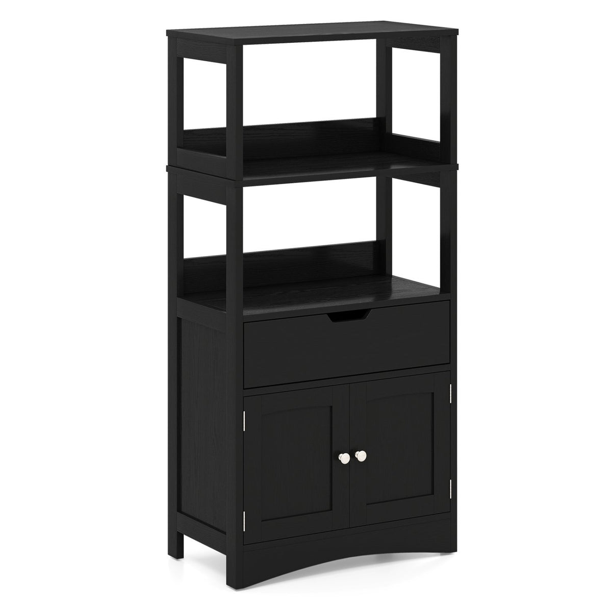 Bathroom Storage Cabinet with Drawer and Shelf Floor Cabinet-Black