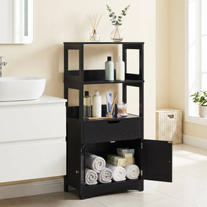 Bathroom Storage Cabinet with Drawer and Shelf Floor Cabinet-Black view 6